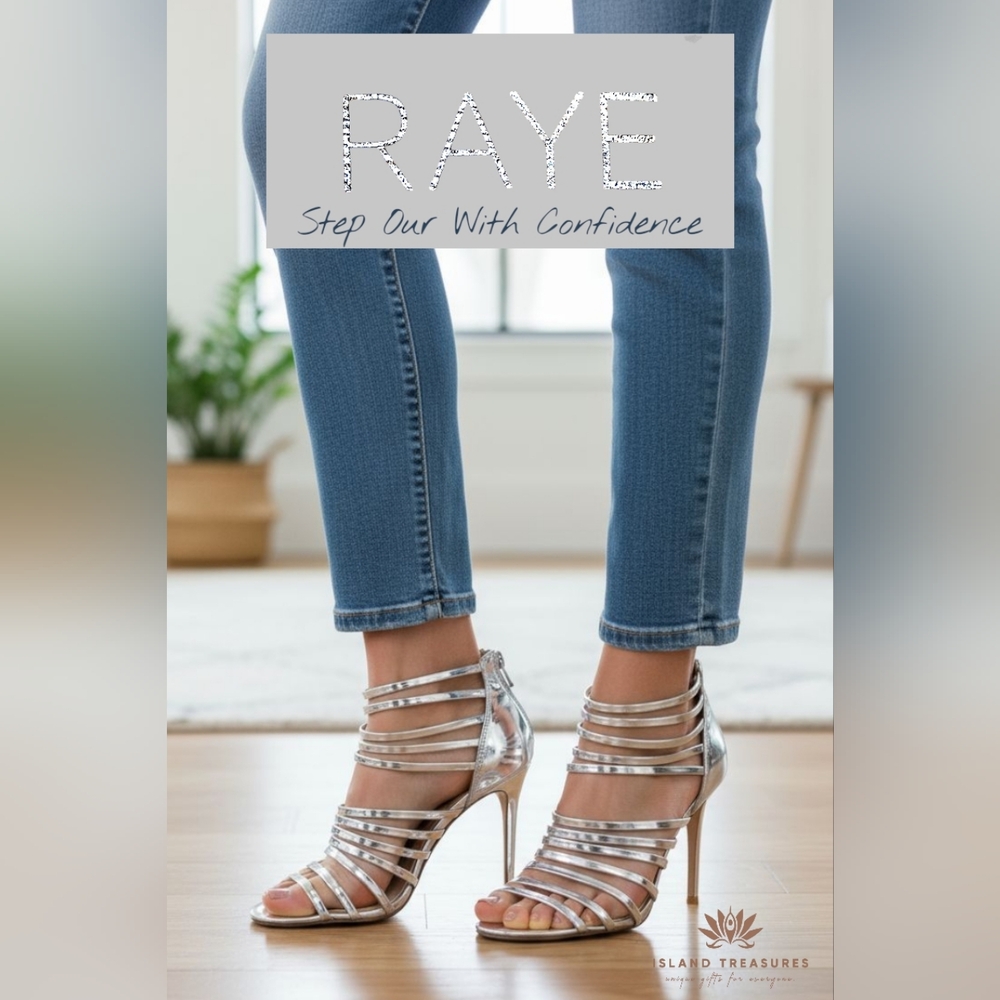 NWT Raye Strappy Silver Multi Strap Stilletos Heels Sz US 9 / EU 40 Back Zipper